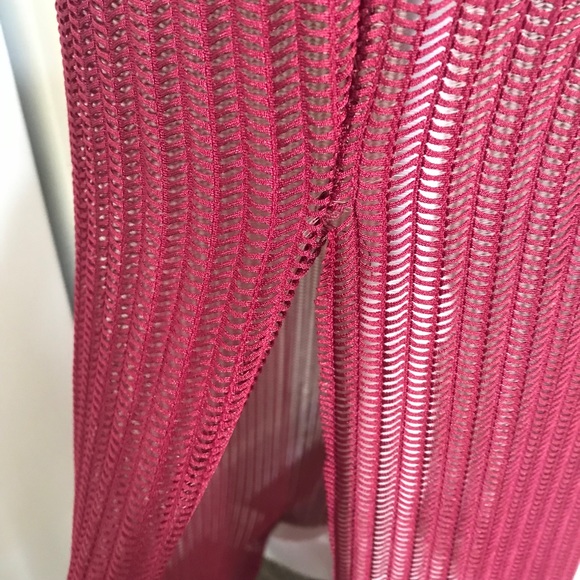 Lulu's Net-Worth It Burgundy Sleeveless Mesh Midi Dress XS - Picture 8 of 9